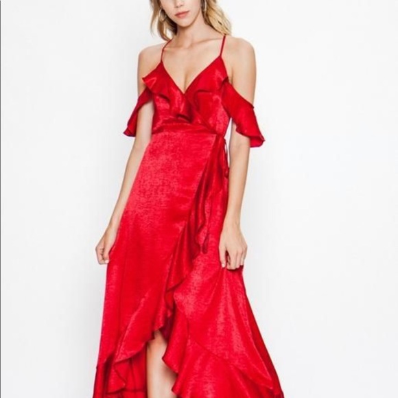 Lulus Dresses & Skirts - LULUS RED MAXI ON MY OWN DRESS LARGE NEW
